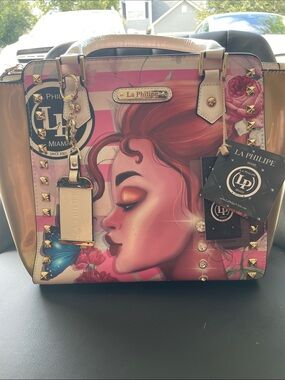 Pink Artistic Studded Satchel